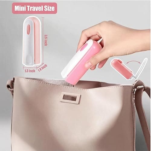 Reusable Lint Roller 2 Pack, Washable Sticky Lint Roller with Cover for Pet Hair, Portable Travel Lint Remover for Clothes, Purse, Furniture, Car, Large Mini Lint Brush for Home and Travel (Pink) thumbnail 6