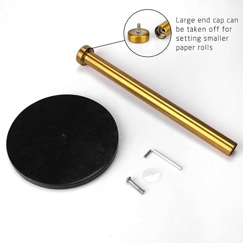 Paper Towel Holder Countertop, Brushed Gold, 7" Black Marble Base | Weighted Marble Base, Paper Roll Holder, Modern Free Standing, Stainless Steel Stand, For Kitchen Bathroom thumbnail 6