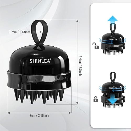 SHINLEA 2 in 1 Scalp Massager Hair Growth,Scalp Scrubber with Soft Silicone Bristles for Dandruff Removal,Shampoo Brush for Exfoliation,Head Massager for Both Wet and Dry Use (Black) thumbnail 5