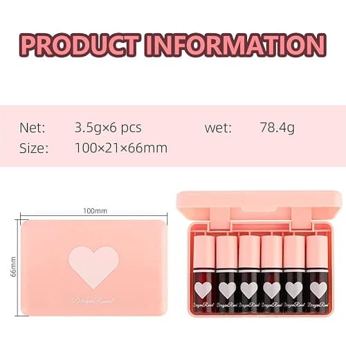 Eakroo 6 Colors Lip Tint Stain Mini Liquid Lipstick, Korean Lip Gloss for Women, Liquid Blush, Lip Plumper Gloss, Lip Makeup, Non-Stick Cup, Lightweight, High Pigment, Long-Lasting, Vivid Color thumbnail 8