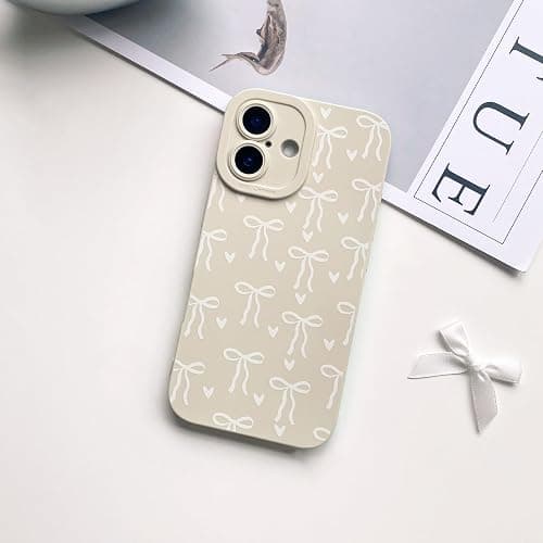Lovmooful for iPhone 16 Plus Case Cute Ribbon Bowknot Heart-White | Compatible for iPhone 16 Plus Case,Cool Design,for Girls Women,Soft TPU,Shockproof,Protective,Girly thumbnail 2