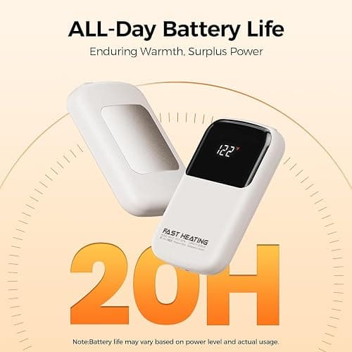 Hotdot Hand Warmers Rechargeable, Heat Levels (104–131°F), Real-Time Temp & Battery Display, Electric Hand Warmers, Fast Heating, Fits in Gloves/Pocket, Gifts for Women & Men thumbnail 6
