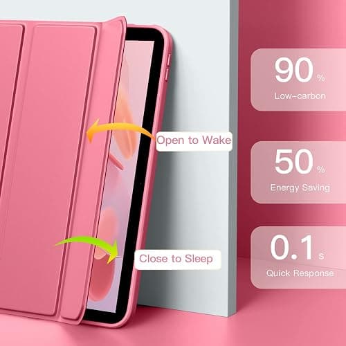 Vobafe Case for iPad A16 11th Generation 11 Inch 2025/iPad 10th 10.9" 2022 | with Pencil Holder, PC Clear Hard Back Cover, Slim Trifold Stand Case Support Touch ID, Auto Wake/Sleep, Pink thumbnail 4