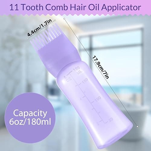 Root Comb Applicator Bottle 6 Ounce Hair Oil Applicator for Hair Dye, Hair Oiler Comb Bottle with Graduated Scale thumbnail 3
