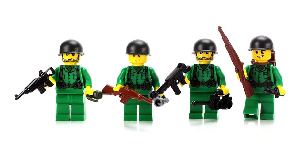 Battle Brick Collectible US Army WW2 Soldiers Complete Squad Custom Collectible Minifigures | Printed in the USA | Genuine Military Minifig | 1.6 Inches Tall | Great Gift for Teen to Adult AFOL - Image 1