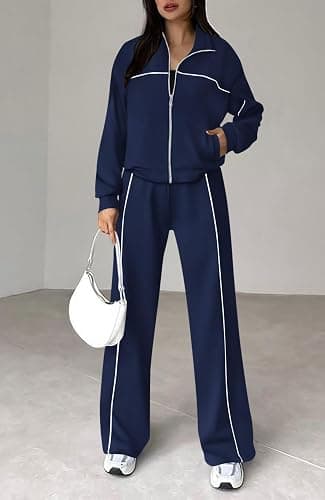 BTFBM Women's Two Piece Tracksuit Fall 2025 Long Sleeve Zip Up Sweatshirt Long Pants Outfits Jogger Sweatsuit Sets thumbnail 7