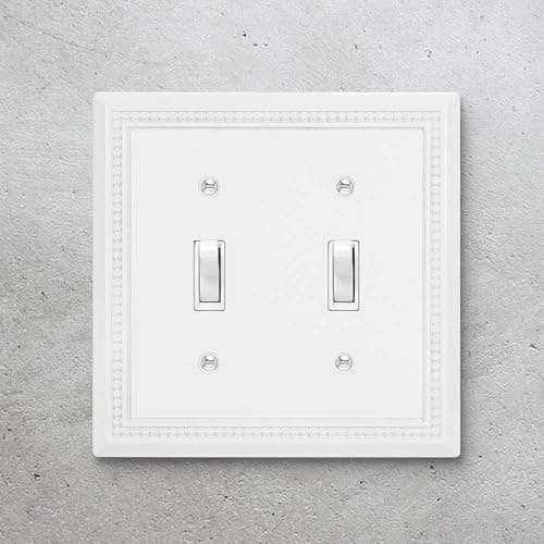 Henne Bery Sunken Pearls Heavy Duty Decorative Wall Plate Switch Plate Outlet Cover (Double Toggle, White) thumbnail 4