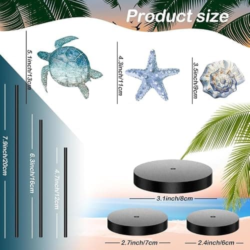 Maitys 3 Pcs Sea Table Decor Coastal Turtle Starfish Decor Ocean Beach Centerpieces Nautical Standing Block Wooden Centerpiece Sign for Summer Holiday Seasonal Home Kitchen thumbnail 3