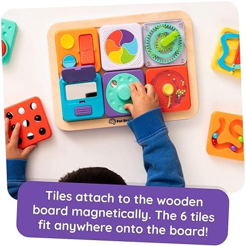 Fat Brain Toys PlayTab Essentials, Modular Sensory Activity Board, Busy Board for Toddlers and Babies Ages 12 Months+ thumbnail 6