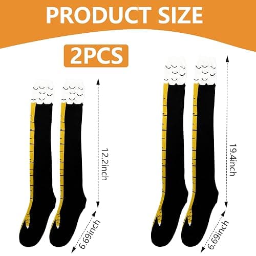 woxafo 2 Pair Chicken Leg Socks, 3D Novelty Funny Knee-High & Mid-Calf Chicken Costume Feet Socks, Animal Paw Sock for Women Men Thanksgiving Xmas Birthday Party Stocking Stuffer Gifts thumbnail 2