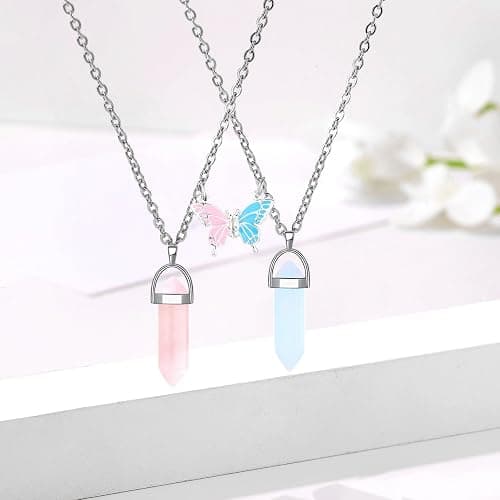 MJartoria BFF Necklace and Bracelets for 2-Crystal Friendship Necklace Bracelet Best Friend Necklace Matching Necklace Bracelets Gifts thumbnail 8