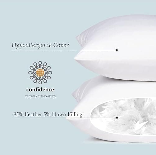 puredown® 18 x 18 Decorative Feather Down Throw Pillow Inserts (Set of 2, White) for Sofa, Couch, Bed, Machine Washable thumbnail 3