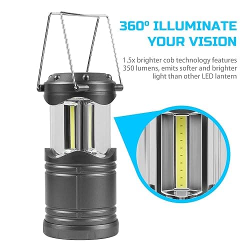 Lichamp LED Camping Lantern, 4 Pack Battery Powered Flashlight for Power Outages, Portable Collapsible Hanging Light Essential for Home, Outdoor, Emergency Lamp Survival Kit Gear for Hurricane, Gray thumbnail 5