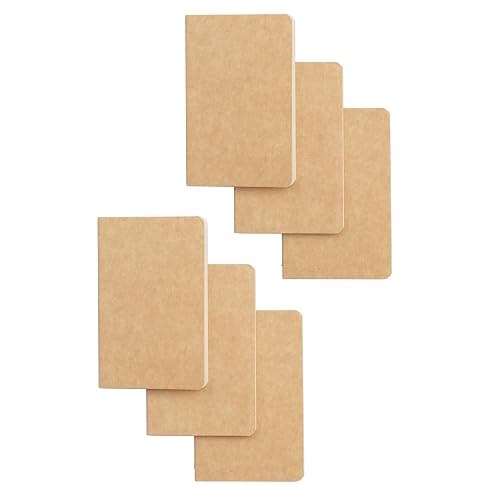 TWONE Pocket Notebook, 6 Pack Softcover Mini Notebooks 3.5" x 5.5" Kraft Brown Notebook Small Memo Notepad for Men Women Kids Traveler Author, 30 Sheets,60 Blank Pages - Image 1