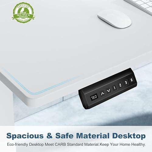 DUMOS 40 Inch Electric Standing Desk Height Adjustable, Sit to Stand Up Computer Workstations Work PC Table Home Office Study Writing Gaming Desks with Memory Presets for Walking Pad, Bedroom, White thumbnail 7