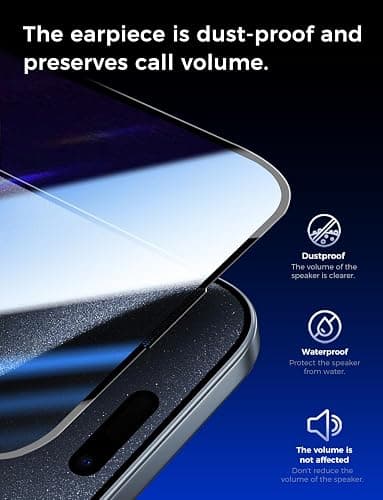 MAGIC JOHN 2 Pack for iPhone 15 Pro (6.1 inch) Tempered Glass Screen Protector, Auto Dust-Elimination Installation, Bubble Free, Dynamic Island Compatible, HD Clear, Easy Installation thumbnail 6