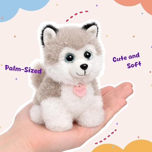Mushymallow Sitting Dog Stuffed Animal Soft Plush Toy, Gray | 6" Adorable Plush Toy Pocket-Sized Stuffed Dog for Boys Girls Kids Adults Desk Decor Birthday Christmas Gift thumbnail 7