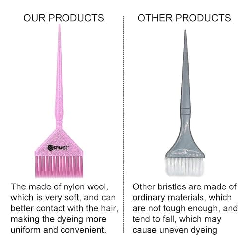 Glitter Hair Dye Brush Set, Hair Color Brush, 3 Sizes Pink Tint Brushes for Professional Hair Coloring, Root Touch-Up & Hair Treatment, Salon & Home Use thumbnail 5