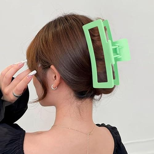 5 Inche Extra Large Claw Clips for Thick and Long Hair, 4 Pack Xl Jumbo Oversized Matte Non-slip Rectangle Hair Clips for Women, Big Strong Hold Jaw MultiColor3 thumbnail 5