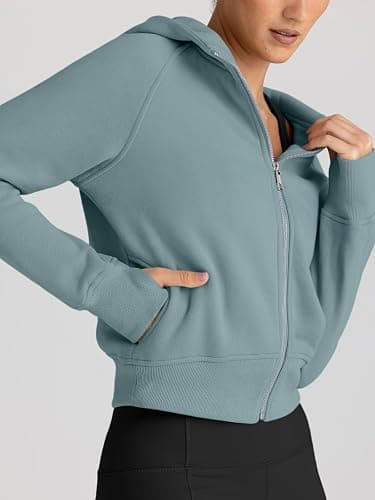 Trendy Queen Womens Zip Up Hoodies Jackets Cropped Sweatshirts Fleece Fall Outfits Casual Comfy Y2k Tops Winter Clothes 2025 thumbnail 4