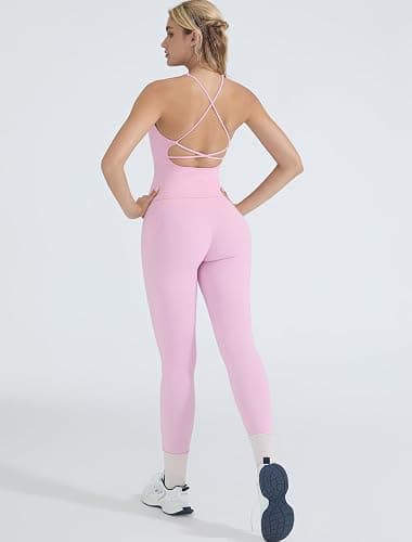 OMKAGI 2 Piece Workout Sets for Women Padded Workout Tops Booty Leggings with Pockets Gym Sets thumbnail 2