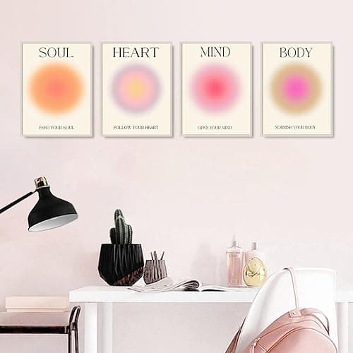 NCYEL 4 colorful abstract halo posters angel number positive energy inspirational language inspirational wall art bedroom girls room pink decoration living room bedroom apartment hotel dormitory 8x10 - yellow angel halo - unframed 8x10 inch thumbnail 3