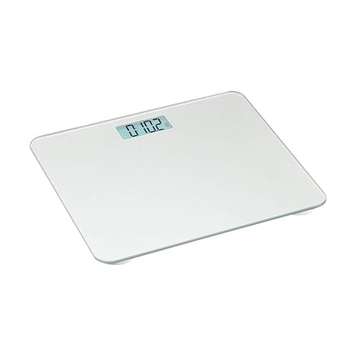 Amazon Basics Body Weight Scale - Auto On/Off Function, Silver, 11.81 x 10.63 x 0.85 inch - Image 1