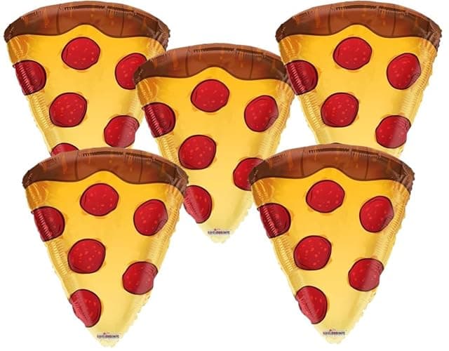 Pizza Slice Shaped Mylar Balloons - 5 Pack of Pepperoni Pizza Slices Balloons - Image 1