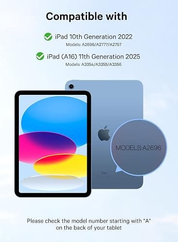 CHESONA for iPad 10th Generation Case with Keyboard, 2 Wireless Channels for iPad (A16) 11th/10th Gen (2025/2022), Backlight, Flip Stand Case with Pencil Holder, Multi-Touch Trackpad, Blue Gray thumbnail 2