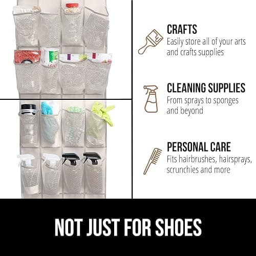 GORILLA GRIP Over the Door Shoe Organizer, 24 Large Breathable Mesh Pockets, Space Saving Hanging Storage Holder, Closet Rack Hanger Holds Up to 40 lbs, Hangs on Closets for Shoes, Accessories, Linen thumbnail 7