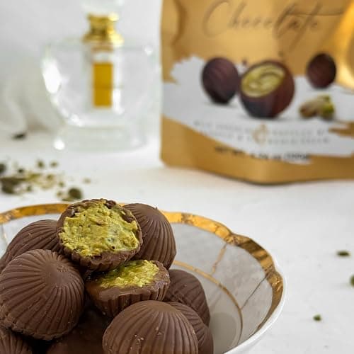 BeeMax Dubai Style Chocolate Truffles - 4.24oz Resealable Pouch (Pack of 1) - Made w/ Premium Milk Chocolate, Pistachio Cream, & Crunchy Kadaifi - Middle Eastern Gourmet Candy - For Gift or Special Occasions thumbnail 7