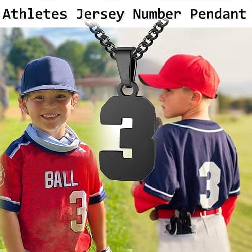 Athletes Jersey Number Necklace 0-99 for Men - Stainless Steel Chain 22+2 Inch Personalized Charm Pendant - Inspirational Basketball Baseball Football Jewelry Gift thumbnail 3
