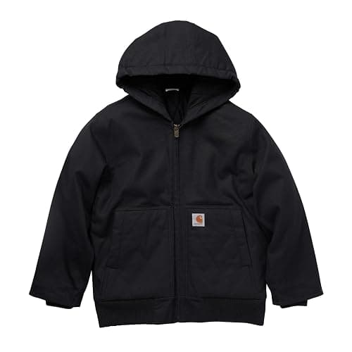 Carhartt Boys' Flannel-Lined Hooded Canvas Insulated Zip-Up Jacket - Image 1
