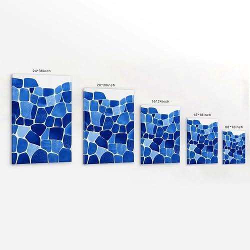Abstract Blue Mosaic Pattern Poster Modern Art Decor Wall Hanging Poster Canvas Painting Modern Framed Wall Art Print for Living Room Bedroom Office Decor Style 20x30inch(50x75cm) thumbnail 3