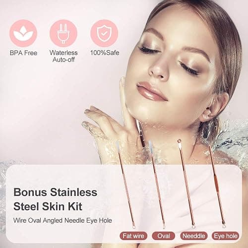 Facial Steamer, Amconsure Nano Ionic Face Steamer for Home, 100ML Warm Mist Humidifier for Women Moisturizing, Unclogs Pores-Bonus Stainless Steel Skin Kit and 2 Face Scrubbers thumbnail 4