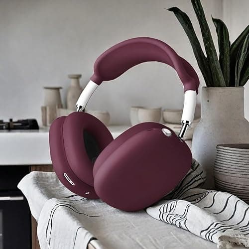 Silicone Case Cover for AirPods Max Headphones，Anti-Scratch Ear Cups Cover/Ear Pad Case Cover/Headband Cover 3 in 1 Accessories Silicone Protector for Apple AirPods Max（Wine red） thumbnail 5