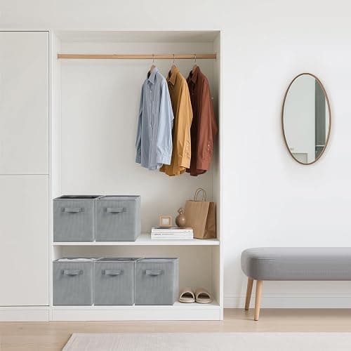 Amazing Tour 4 PCS Cube Storage Boxes 27x27x27 Gray,Foldable Fabric with Handles Collapsible for Home Office Nursery Organiser - Clothes Basket Containers thumbnail 2
