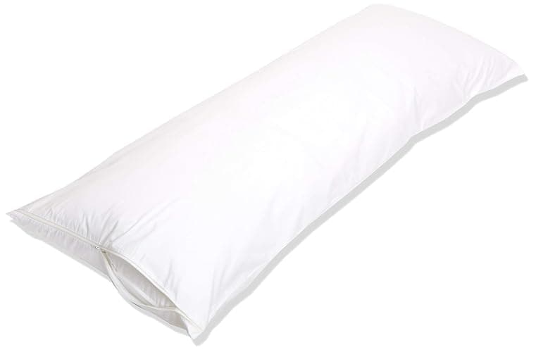 Amazon Basics Body Pillow Pillowcase with Zipper, 100% Cotton Hypoallergenic, Pillow Protector, White (55 x 21 Inches), Pillows Not Included - Body Pillow - Image 1