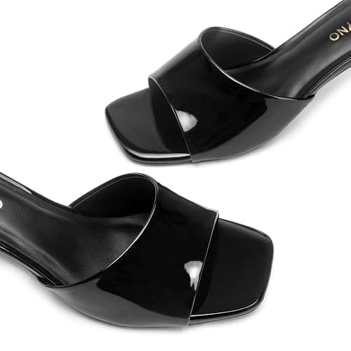 Lookyno Womens Kitten Heel Sandals Square Open Toe Mules 2.3 Inch Stiletto Heeled Sexy Slip On Sandals for Party Casual thumbnail 3