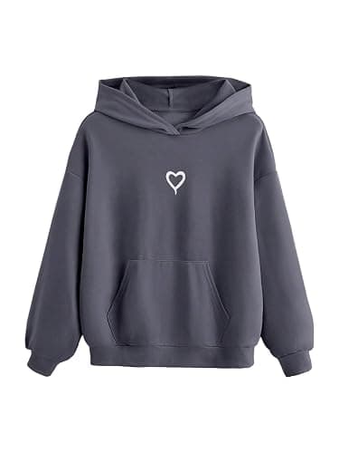Floerns Girls Heart Graphic Print Oversized Hoodies Long Sleeve Hooded Sweatshirts For Girls Pullover Tops - Image 1
