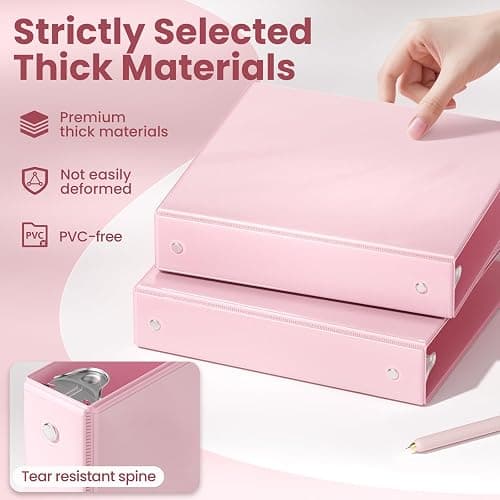 SUNEE 3 Ring Binder 1.5 Inch 2 Pack, Clear View Binder Three Ring PVC-Free (Fit 8.5x11 Inches) for School or Office Supplies, Pink & Blue thumbnail 5