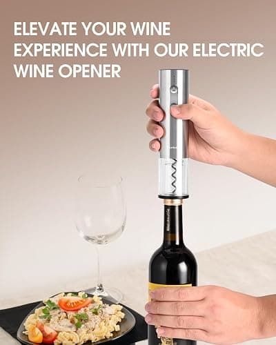 Moriank Electric Wine Opener Set with Stand, Wine Gift Set with Rechargeable Wine Opener, Wine Aerator, Vacuum Stoppers and Foil Cutter, 6-in-1 Wine Bottle Opener Set for Home Party Bar Outdoor Gift - Stainless Steel - 6 in 1 set thumbnail 5