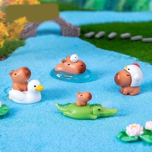 ZCMMGPBB 10 PCS Mini Capybara Figures - Birthday Party Capybara Cake Toppers & Toys thumbnail 3