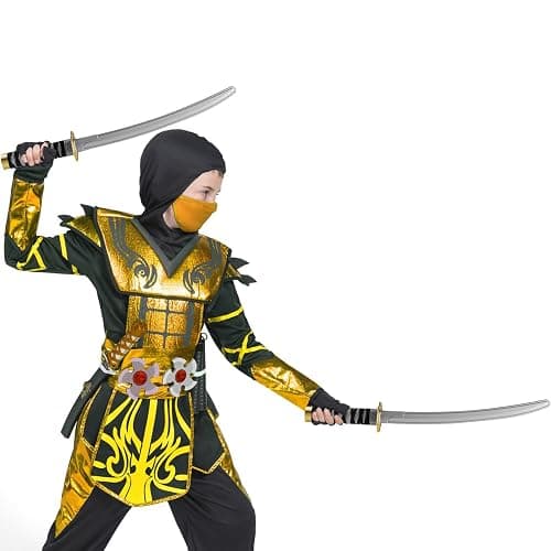 Spooktacular Creations Ninja Swords, Backpack Weapon Toy Set with Swords and Knives for Kids, Ninja Costume Accessories for Cosplay, Dress-up Party Black thumbnail 8