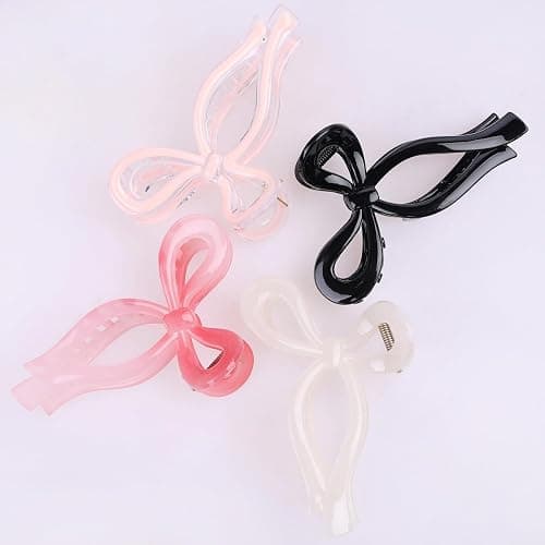 4 Pcs Bow Hair Clips Elegant Hair Claw Butterfly Hair Accessories for Girls Nonslip Butterfly Clips Hair Grips Styling Accessories for Women thumbnail 2