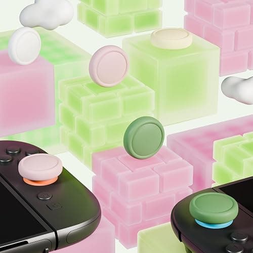 PlayVital Thumb Grips for Nintendo Switch 2, 8-Pack Silicone Joystick Caps for Joycon 2, Cute Accessories Comfort Thumbstick Grip Covers - White & Antique Yellow & Pink & Matcha Green thumbnail 5
