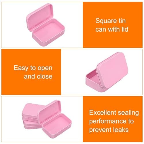 uxcell 2pcs Metal Tin Box, 3.7x2.4x0.8 Mini Portable Rectangular Empty Tinplate Small Storage Container Airtight Tins with Lids for Candy Favors Crafts Christmas Gifts, Pink thumbnail 4