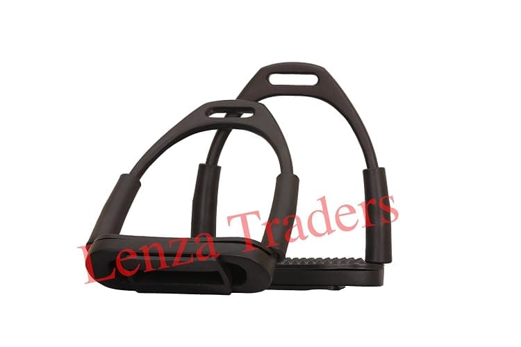 Black Matte Flexible Stirrups Safety Horse Riding Bendy Flex Irons S Steel, Flexible Safety Stirrups, Black Flexible English Bendy Horse Stirrups thumbnail 3