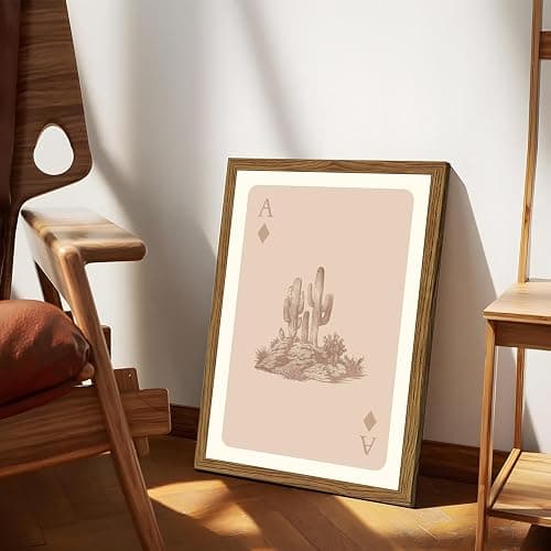 Western Wall Art Set of 3, Vintage Southwestern Cowboy Playing Card Wall Decor Painting, Longhorn Bull Skull and How Lucky Are We Canvas Prints for Bedroom Living Room 12x16 inch Wood Framed thumbnail 5