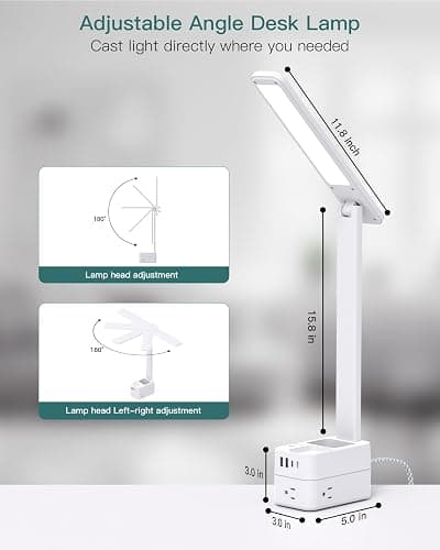 Addtam LED Desk Lamp with Pen Holder, Study Lamps with 3 Outlets 4 USB Charging Ports(2 USBC), 3 Color Modes Desk Light Touch Lamp, Small Desk Lamps for Home Office College Dorm Room Essentials thumbnail 6